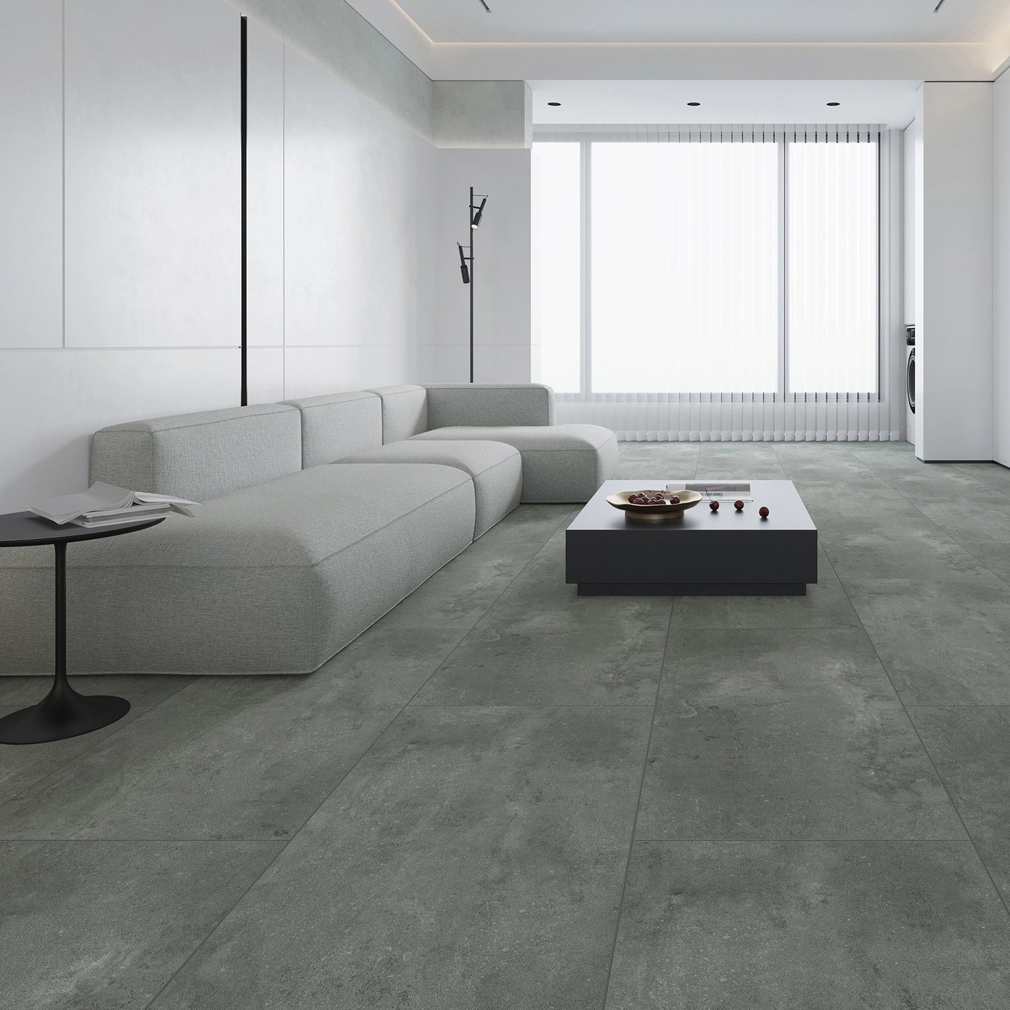 Klick-Vinylboden Fliese Concrete Grey XL mit Trittschalldämmung (4-seitige Farbfuge)